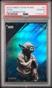 2018 FINEST STAR WARS #97 YODA PSA 10 GEM MINT BLUE REFRACTOR #009/150 - Picture 1 of 2