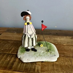Vintage Zampiva Italy Porcelain Lady Figurine Golf Putting Green Signed - Picture 1 of 10