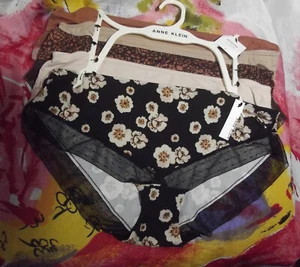 5 NEW ANNE KLEIN AK13077C5 LACE TRIM SOFT BRUSHED MICROFIBER HIPSTER PANTIES L - Picture 1 of 2