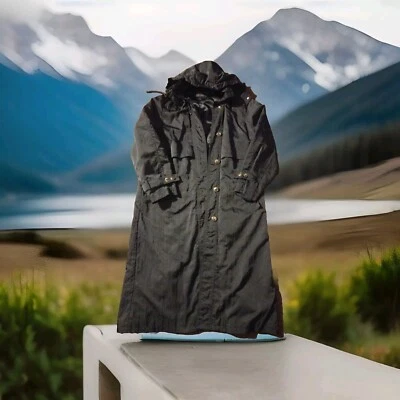 Impermeable largo negro ligero con capucha Zara para mujer talla S Foto 1 de 4