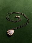 Antique Taille D&#39; Epargne Heart LocketNecklace, Art Nouveau Locket, Gold Filled