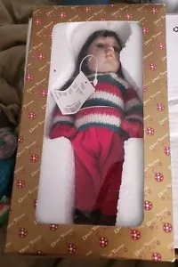 NIB Dillard's Trimmings Eskimo Porcelain Christmas Decorative Doll 10" Vintage - Picture 1 of 11