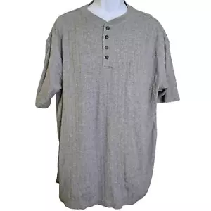Camicia Bugle Boy uomo vintage Henley XL grigia a costine manica corta 100% cotone - Foto 1 di 7