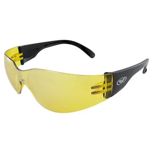 RIDER WRAP AROUND SAFETY GLASSES SHATTERPROOF YELLOW LENS by GLOBAL VISION - Picture 1 of 8