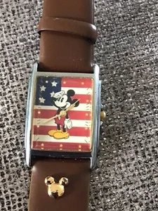 DISNEY BY SII U.S. Flag Background Saluting Mickey Mouse Wrist Watch #MU0753 - Picture 1 of 7