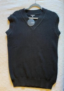 Women's Black Oversized Sweater Vest - Picture 1 of 4