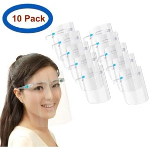10 CONFEZIONI Maschera Protezione Visiera Full Face Shield Sicurezza Trasparente Antiappannamento DPI - Foto 1 di 4