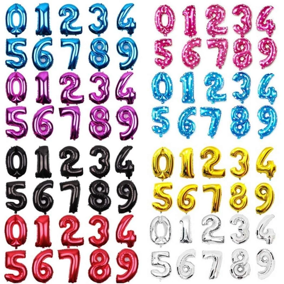 16" inch Number Foil Balloons Air Baloons Wedding Birthday Party Ballons - Image 1 of 1