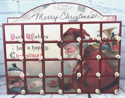Primitives by Kathy Christmas Wood Advent Calendar Vintage Santa Annie Schickel - Image 1 of 4
