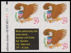 US 2596 Eagle & Shield green 29c plate block 3 D32322 MNH 1992 - Picture 1 of 1
