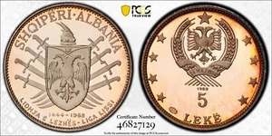 1969 Albania 5 Lekë (Leke) PCGS PR66DCAM KM 49.2 *FINEST KNOWN* *TONED* - Picture 1 of 3