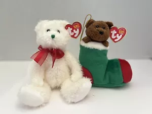 Lote de 2 peluches y medias de vacaciones de Ty Beanie Babies 2004 MWMT - Imagen 1 de 4