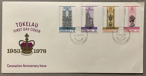 RARE 1953 1978 TOKELAU FDC COVER 25TH CORONATION ISSUE QUEEN ELIZABETH II Cover
