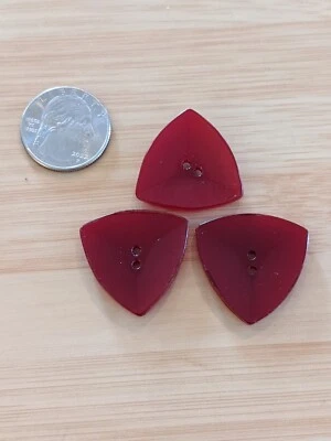 Red Bakelite Vintage Triangle Buttons, Two Hole, Set Of 3 - Image 1 of 4