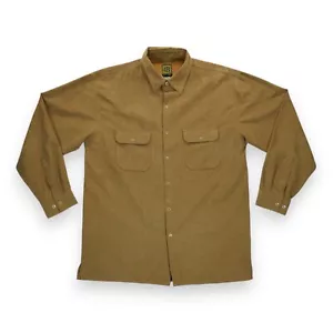 Bruno Sueded Microfiber Men Shirt Long Sleeve Brown Button Up Size 1XL Tall - Picture 1 of 4
