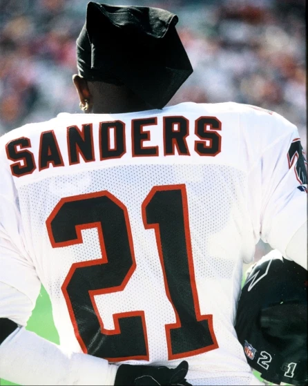 1991 DEION SANDERS Atlanta Falcons FOOTBALL ACTION Glossy Photo 8x10 PICTURE WOW - Image 1 of 1