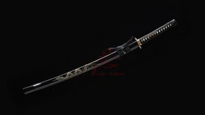 dragon theme jp katana sword folded steel blade clay tempered sharp battle ready - Picture 1 of 12