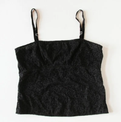 Camiseta sin mangas On Gossamer Y2K para mujer L recortada transparente negra brillante terciopelo quemado Foto 1 de 4