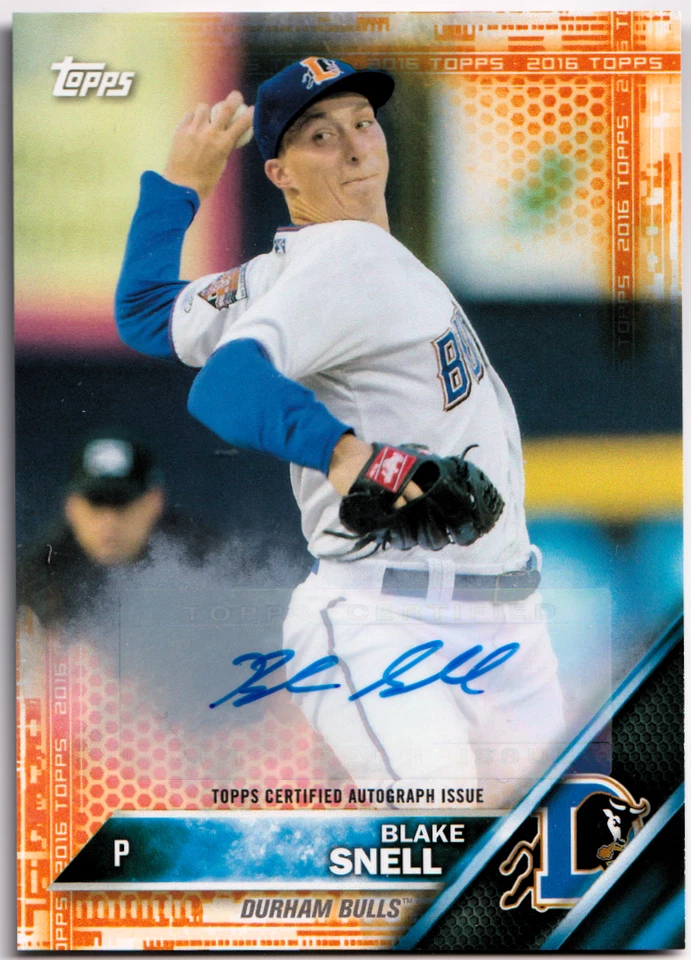 BLAKE SNELL 2016 Topps Pro Debut #75 ORANGE Parallel AUTO #d 8/25 Durham Bulls - Image 1 of 1