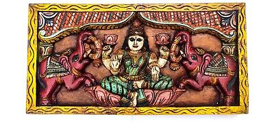 Hindu Goddess Lekshmi With Two Elephants Deep Hand Carving Temple Art Work  • 156.80$