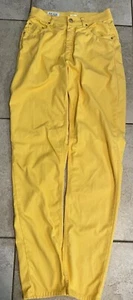 Vintage Yellow Escada Sport Pants Women Size 38 Cotton High Waist Barrel Leg  - Picture 1 of 20
