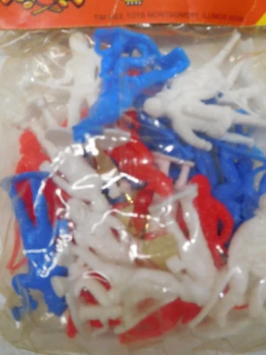 16 Vintage 1990's New in Package Red, White & Blue Tim-Mee Plastic Firefighters - Image 1 of 4