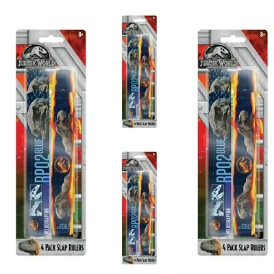 (Lot of 4) Jurassic World Dinosaur Birthday Slap Rulers Bracelets Party Favors  - Изображение 1 из 4