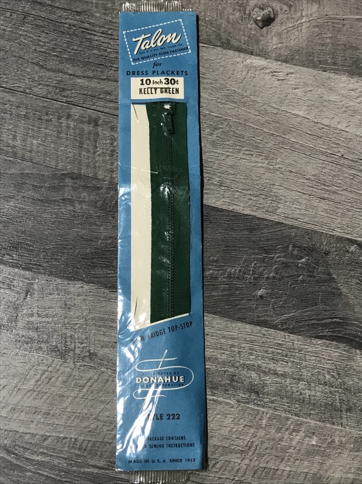 De colección Garra 10" "Sujetador Deslizante" Cremallera Kelly Verde W13 Foto 1 de 3