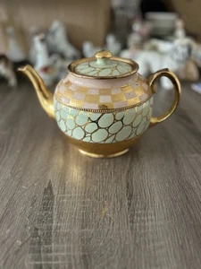 Rare Vintage gold Sadler Tea Pot Gold Pink Mint Green Unusual Design - Picture 1 of 5