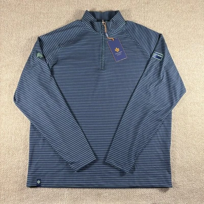 Pullover polar Donald Ross Sport Liam para hombre pequeño azul marino irlandés verde a rayas golf Foto 1 de 4