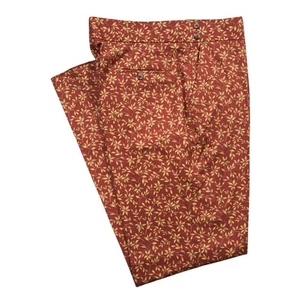 Mens Gurkha Pants 38 Red Green Floral Chino Trousers Straight Fit Flat Front - Picture 1 of 8