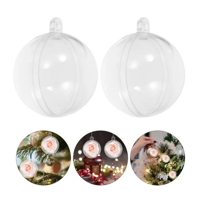  40 palline di Natale in plastica trasparente riempibili con palline rotonde per - Immagine 1 di 4