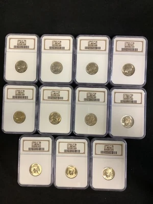 Jefferson silver, War Nickle - COMPLETE SET - NGC/PCGS certified MS-66 - Image 1 of 4