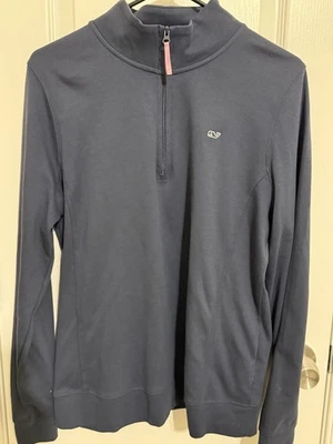 Pullover para mujer Vineyard Vines 1/4 cremallera logotipo de ballena, talla L, azul marino Foto 1 de 4
