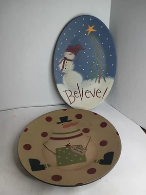 Colección Hearthside Juego de 2 Platos de Navidad Muñeco de Nieve Firmados Foto 1 de 4