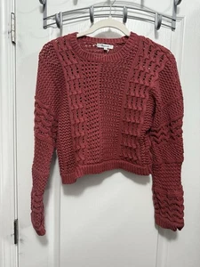 Suéter corto tejido abierto de ganchillo Madewell para mujer S rosa polvoriento preppy nuevo sin etiquetas - Imagen 1 de 22