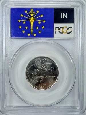 2002 P INDIANA STATE QUARTER PCGS MS68 FLAG LABEL - Image 1 of 4