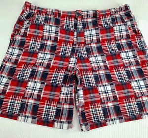 Faded Glory Men's Plaid Shorts Size 44 Inseam 8.5" Blue Red Lightweight Cotton - Picture 1 of 13