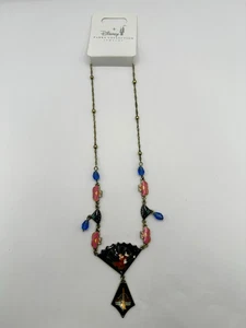 Disney Parks Jewelry Collection Sorcerer Mickey Fantasia Fan Necklace - NEW - Picture 1 of 3