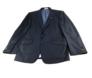 Joseph Abboud Custom Men Black Windowpane 130s Wool Suit Jacket Sport Coat 46R - Picture 1 of 21