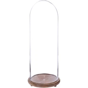 Plymor 10.5" x 29.5" Glass Display Dome Cloche (Rustic Wood Base) - Picture 1 of 1