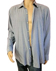 VINCE Blue & Gray Pin Stripe Men's Button Down Shirt Size XL Cotyon Blen NEW #C - Picture 1 of 10