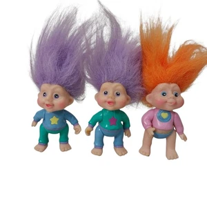 Vintage 1990s Applause Magic Trolls Star Eyes Lot of 3 – Troll Dolls w/ Hair - Picture 1 of 8