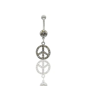 Hypoallergener Chirurgischer Edelstahl Peace Bauch Ring Silber - Bild 1 von 1