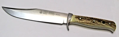 Vintage 2001 Puma Original Bowie #116396 Handmade Antler Stag Fixed Blade Knife - Image 1 of 4