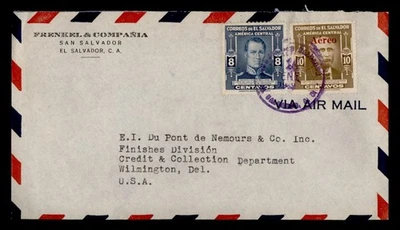 DR WHO 1949? EL SALVADOR AIRMAIL OVPT SAN SALVADOR TO USA M53032 - Image 1 of 2