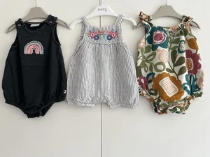 Baby Girls 0-3 Months Summer Romper Outfit Bundle Flowers Stripes NEXT Tu - Picture 1 of 17