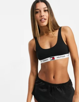 Tommy Hilfiger Women’s Cotton Unpadded Sports Bra Bralette Black New RRP £35 — 第 1/4 张图片