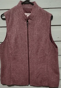 COLDWATER CREEK Purple Herringbone tweed zip-up wool blend vest Size 18 New no t - Picture 1 of 6