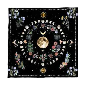Paño de altar - Fases lunares botánicas en dos (2) tamaños, poliéster terciopelo - Imagen 1 de 6